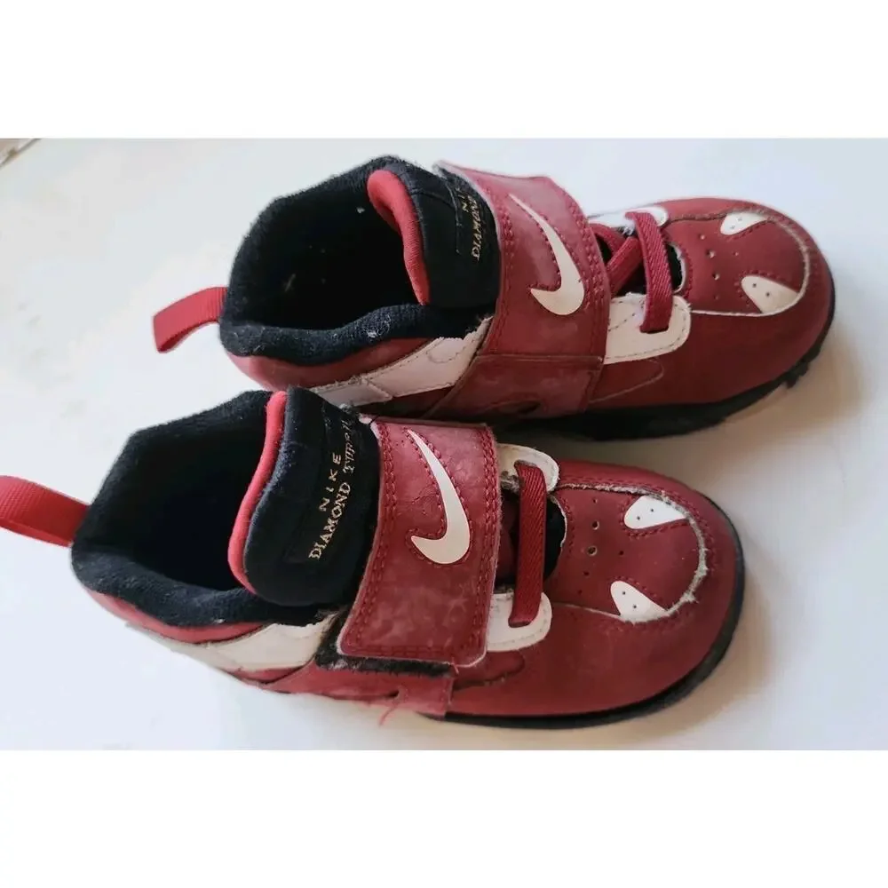 Nike Air Diamond Turf 2 Varsity Red/Gold Child Size 8C Toddler Retro Sneakers